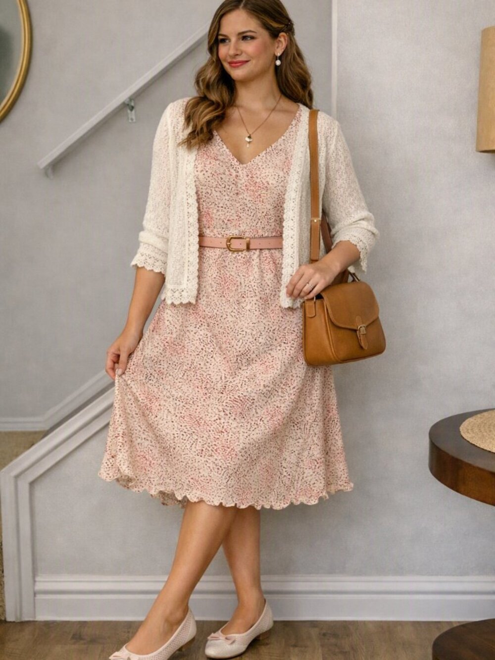 New York & Co Short Split Sleeve floral print Dress Size Medium